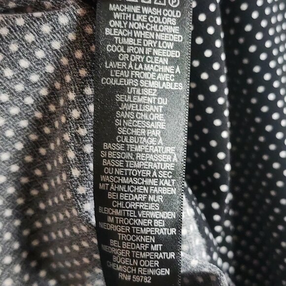 Adrianna Papell Blouse Womens Medium Black White Polka Dot Cold Shoulder Ruffle - Picture 6 of 10